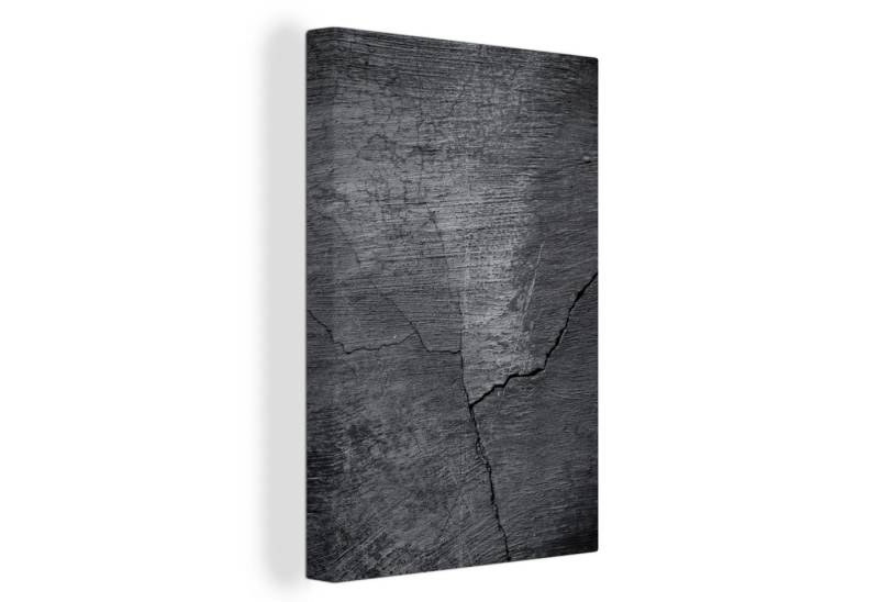 OneMillionCanvasses® Leinwandbild Beton - Schwarz - Riss, (1 St), Leinwand Canvas Wandbild, Wanddekoration 20x30 cm von OneMillionCanvasses®