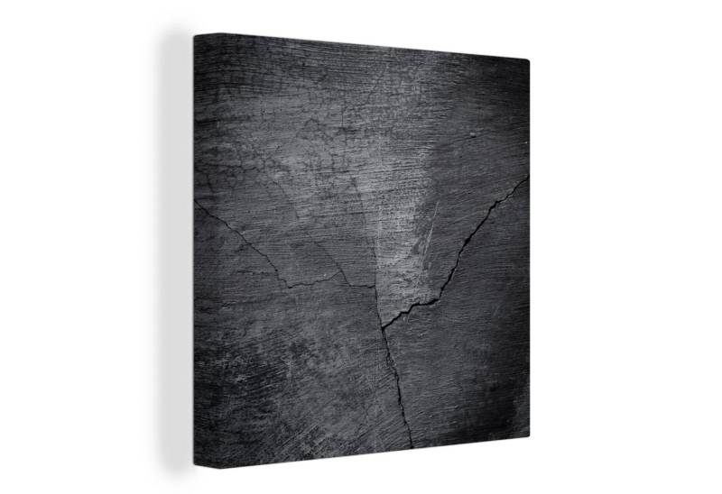 OneMillionCanvasses® Leinwandbild Beton - Schwarz - Riss, (1 St), Wandbild, Deko Schlafzimmer Wohnzimmer Flur 20x20 cm von OneMillionCanvasses®