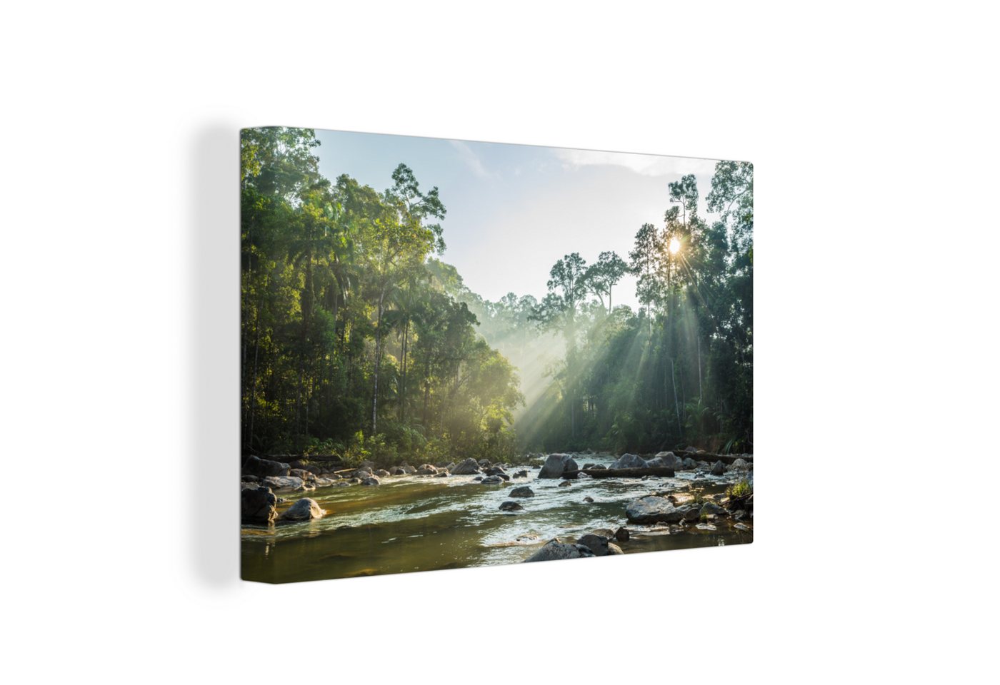 OneMillionCanvasses® Leinwandbild Bild eines Flusses in einer grünen malaysischen Landschaft, (1 St), Wandbild Leinwandbilder, Aufhängefertig, Wanddeko, 30x20 cm von OneMillionCanvasses®