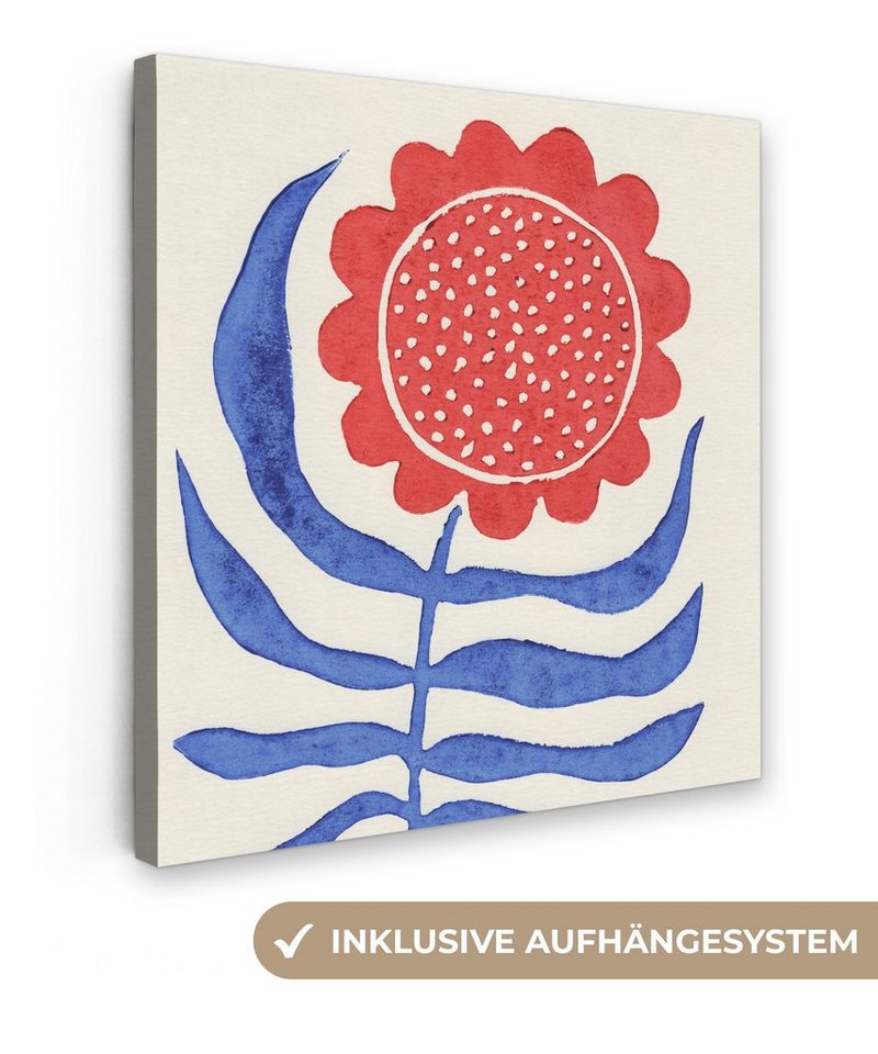 OneMillionCanvasses® Leinwandbild Blume - Pflanze - Rot - Blau, (1 St), Leinwand Bilder für Wohnzimmer Schlafzimmer, 20x20 cm von OneMillionCanvasses®