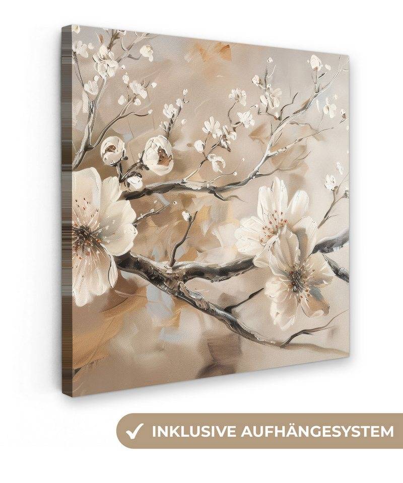 OneMillionCanvasses® Leinwandbild Blumen - Natur - Weiß - Blüte - Abstrakt, (1 St), Wandbild, Deko Schlafzimmer Wohnzimmer Flur 20x20 cm von OneMillionCanvasses®