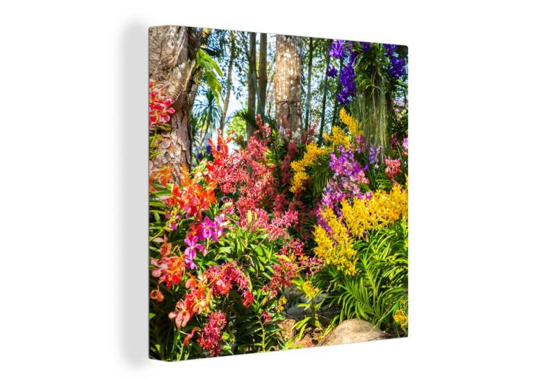 OneMillionCanvasses® Leinwandbild Blumen - Regenbogen - Wald - Jahreszeiten, (1 St), Wandbild, Deko Schlafzimmer Wohnzimmer Flur 20x20 cm von OneMillionCanvasses®