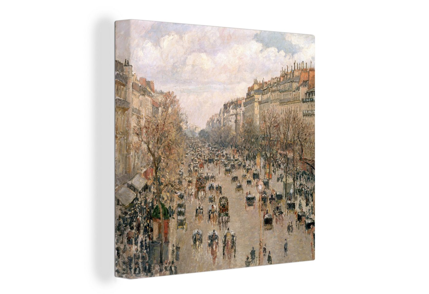 OneMillionCanvasses® Leinwandbild Boulevard Montmartre im Winter - Gemälde von Camille Pissarro, (1 St), Leinwand Bilder für Wohnzimmer Schlafzimmer von OneMillionCanvasses®