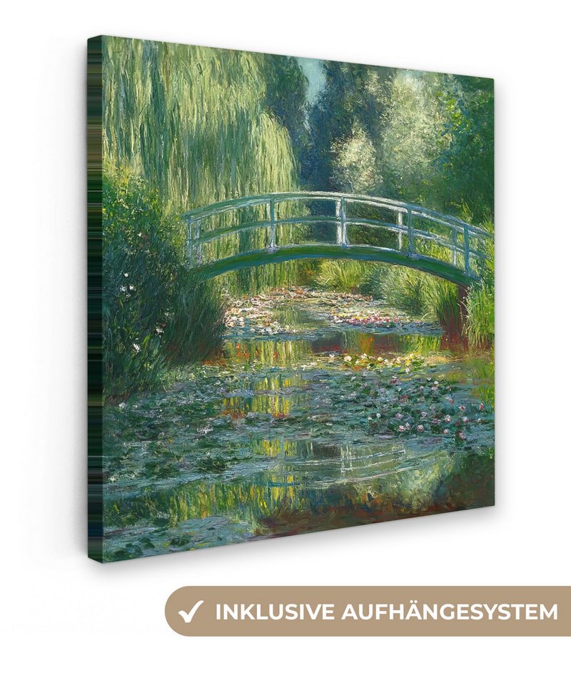 OneMillionCanvasses® Leinwandbild Brücke - Holz - Teich - Seerosen, Fotodruck (1 St), Leinwand Canvas Wandbild, Wanddekoration 20x30 cm von OneMillionCanvasses®