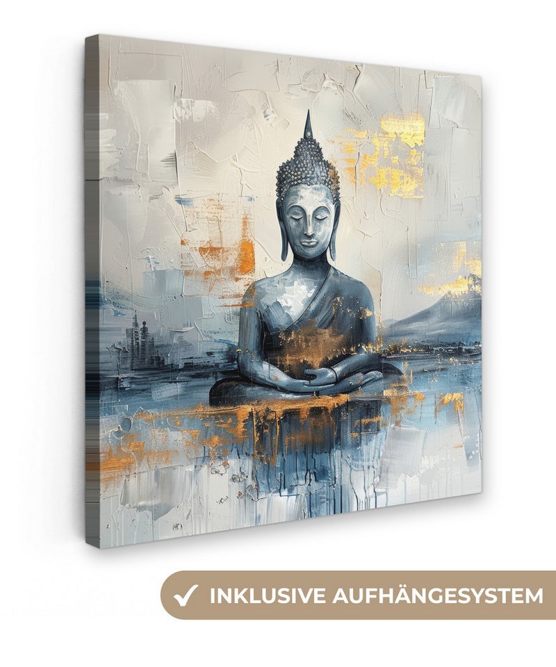 OneMillionCanvasses® Leinwandbild Buddha - Gold - Abstrakt - Modern, (1 St), Leinwand Bilder, Zimmer Wand Bild Dekoration 50x50 cm von OneMillionCanvasses®