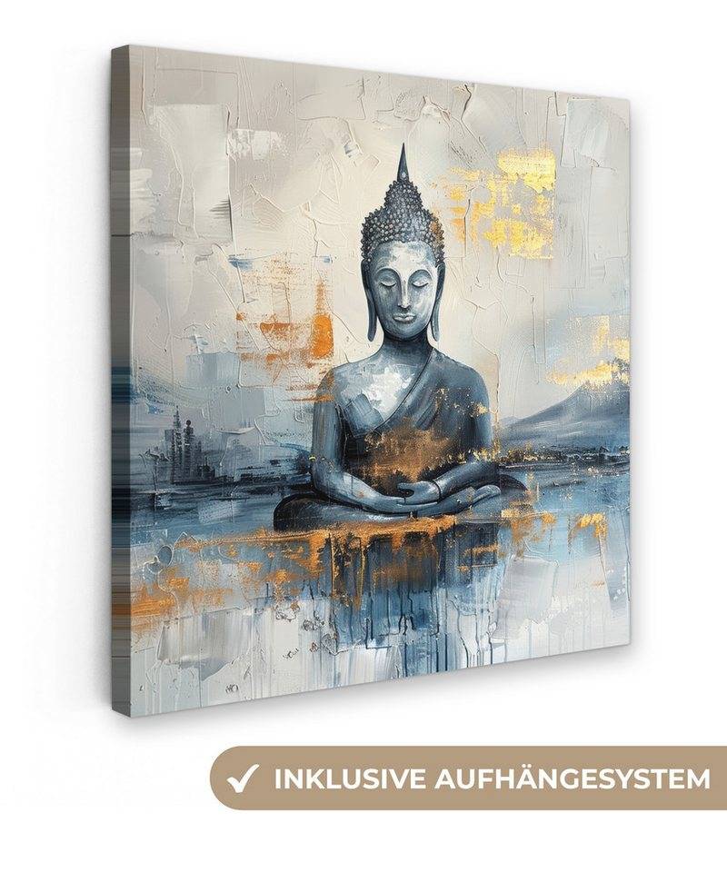 OneMillionCanvasses® Leinwandbild Buddha - Gold - Abstrakt - Modern, (1 St), Leinwand Bilder, Zimmer Wand Bild Dekoration 50x50 cm von OneMillionCanvasses®