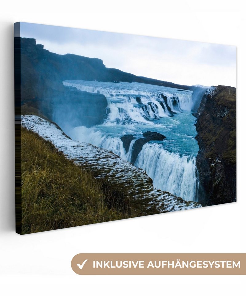 OneMillionCanvasses® Leinwandbild Der Wasserfall Gullfoss in Island, Fotodruck (1 St), Leinwand Bilder Klein, Wand Dekoration Aesthetic 30x20 cm von OneMillionCanvasses®