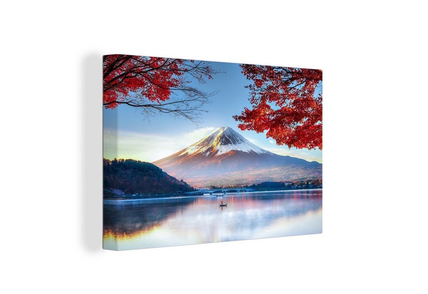 OneMillionCanvasses® Leinwandbild Der japanische Berg Fuji in Asien im Herbst, (1 St), Wandbild Leinwandbilder, Aufhängefertig, Wanddeko, 30x20 cm von OneMillionCanvasses®