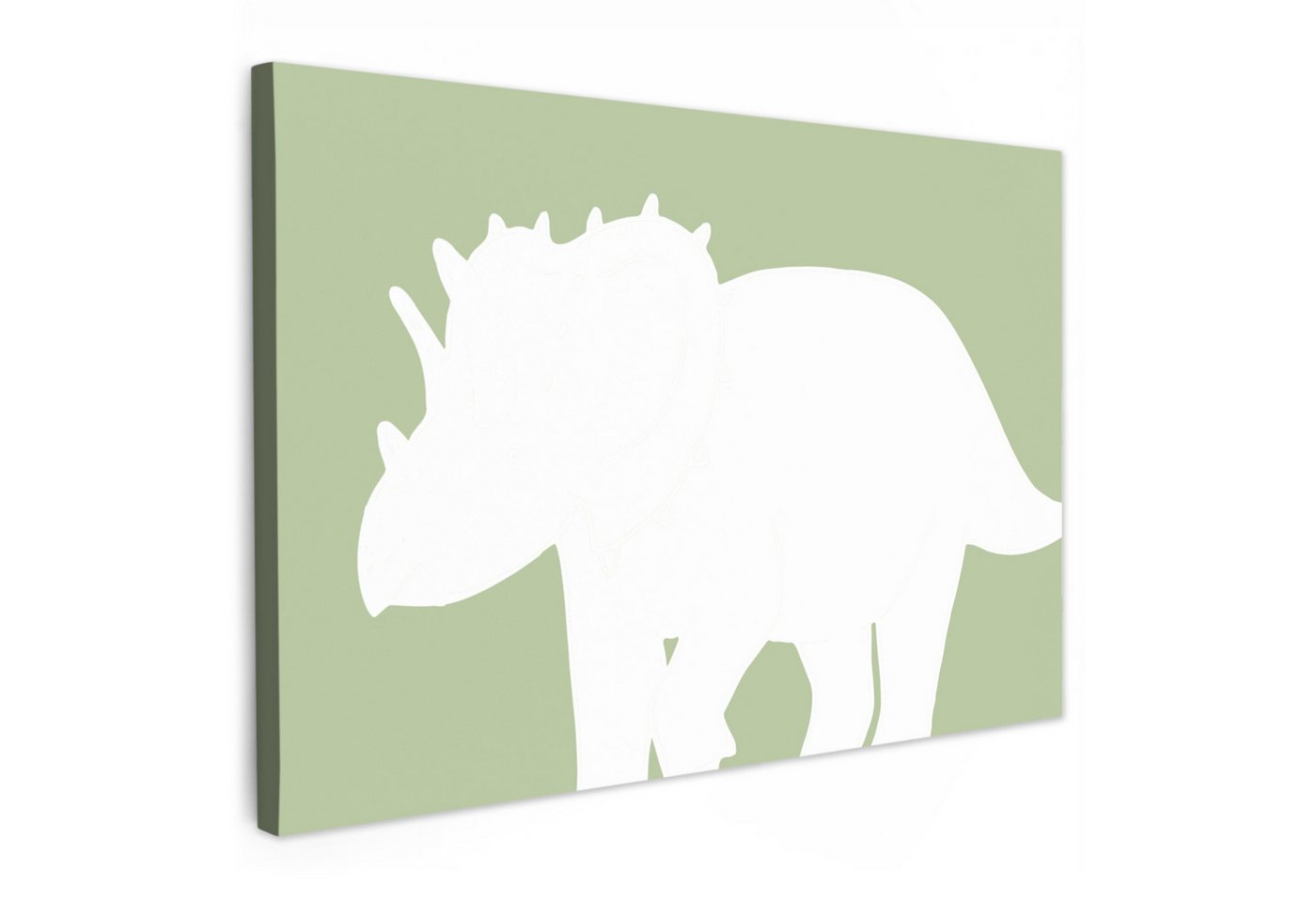 OneMillionCanvasses® Leinwandbild Dino - Triceratops - Dinosaurier - Grün, (1 St), Kinder zimmer Deko, Mädchen und Jungen Bilder 30x20 cm von OneMillionCanvasses®