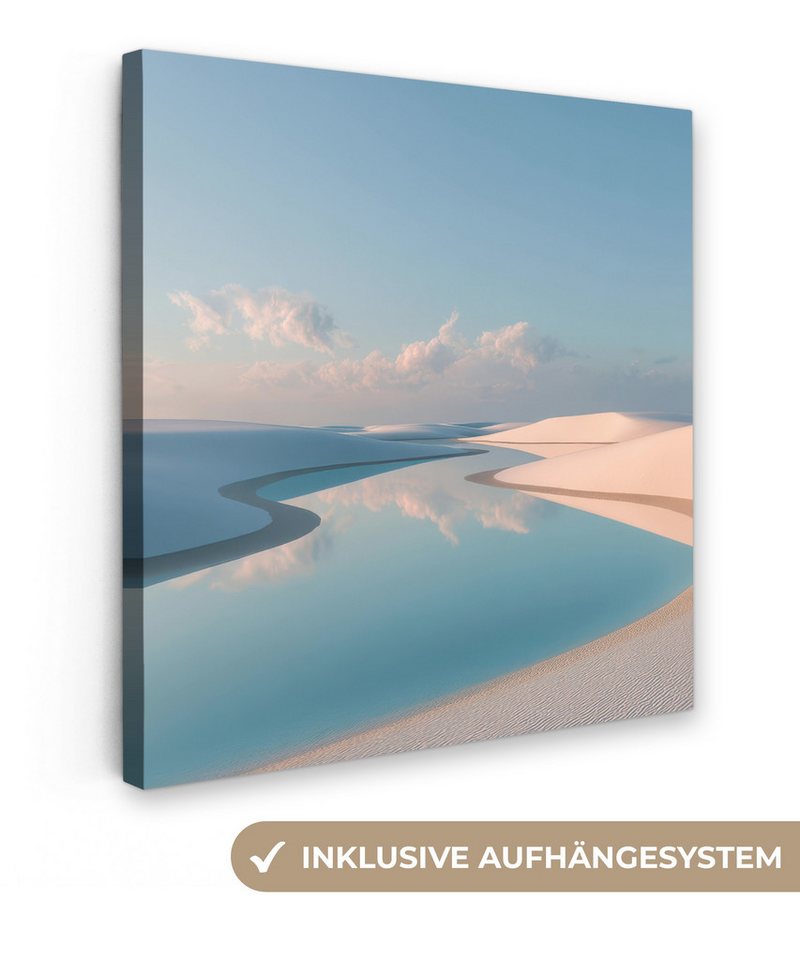 OneMillionCanvasses® Leinwandbild Dünen - Teich - Unendliche Stille, Fotodruck (1 St), Wandbild, Deko Schlafzimmer Wohnzimmer Flur 20x20 cm von OneMillionCanvasses®