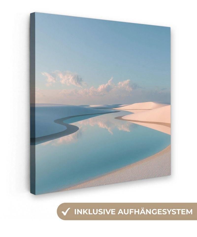 OneMillionCanvasses® Leinwandbild Dünen - Teich - Unendliche Stille, Fotodruck (1 St), Wandbild, Deko Schlafzimmer Wohnzimmer Flur 20x20 cm von OneMillionCanvasses®