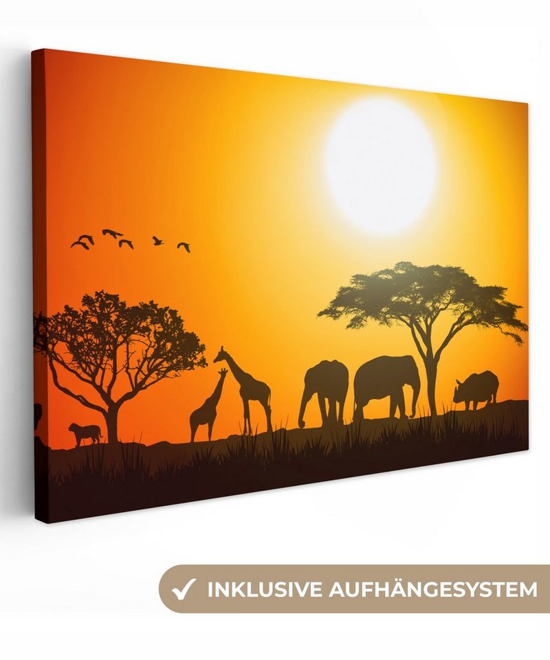 OneMillionCanvasses® Leinwandbild Elefant - Wilde Tiere - Afrika, (1 St), Wandbild Leinwandbilder, Aufhängefertig, Wanddeko, 30x20 cm von OneMillionCanvasses®