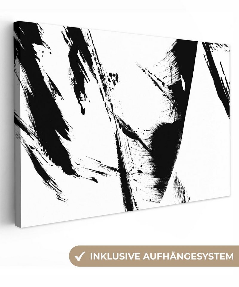 OneMillionCanvasses® Leinwandbild Farbe - Schwarz - Abstrakt, (1 St), Wandbild Leinwandbilder, Aufhängefertig, Wanddeko, 30x20 cm von OneMillionCanvasses®