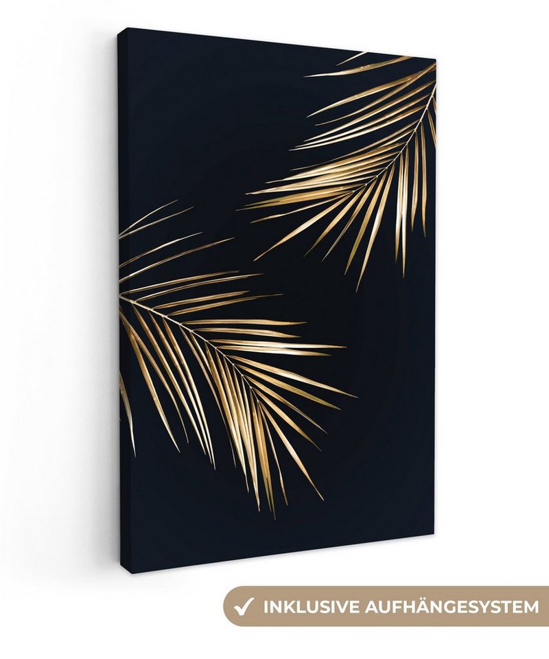 OneMillionCanvasses® Leinwandbild Farne - Pflanzen - Gold, Fotodruck (1 St), Leinwand Canvas Wandbild, Wanddekoration 20x30 cm von OneMillionCanvasses®