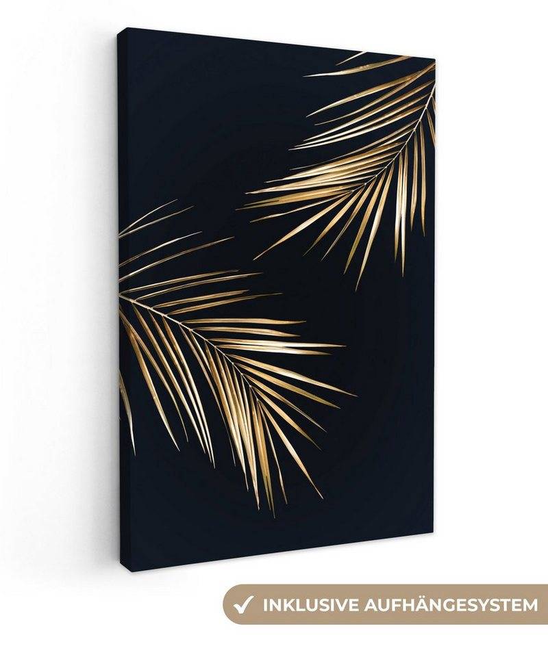 OneMillionCanvasses® Leinwandbild Farne - Pflanzen - Gold, Fotodruck (1 St), Leinwand Canvas Wandbild, Wanddekoration 20x30 cm von OneMillionCanvasses®