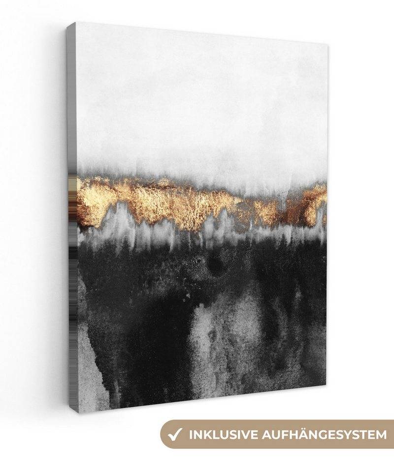 OneMillionCanvasses® Leinwandbild Gold - Chic - Abstrakt, (1 St), Leinwand Bilder für Wohnzimmer Schlafzimmer 30x40 cm von OneMillionCanvasses®