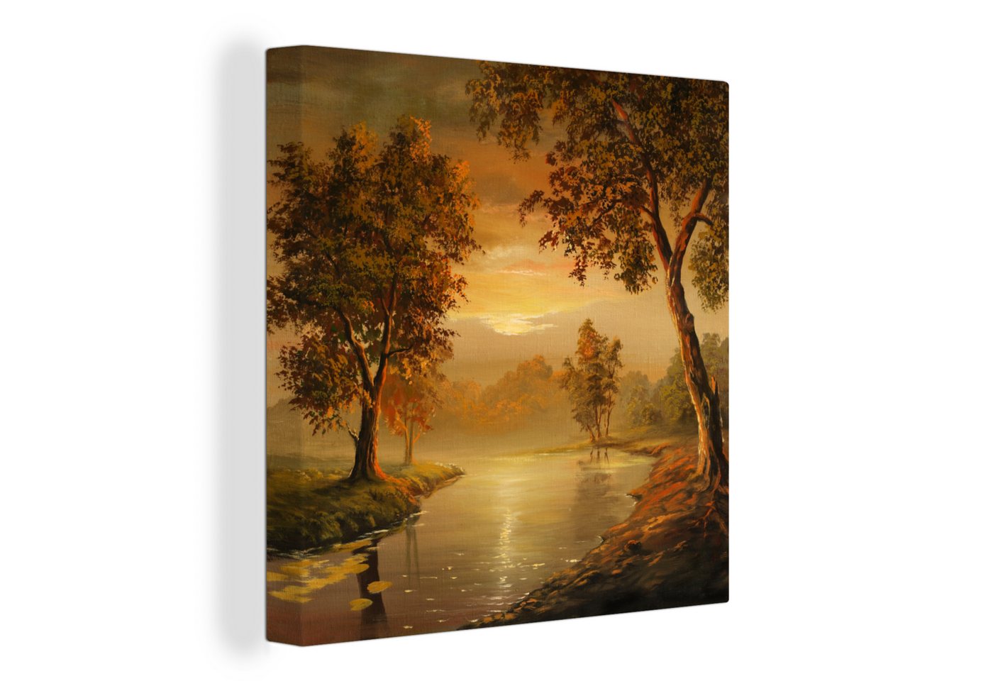 OneMillionCanvasses® Leinwandbild Herbst - Landschaft - Ölgemälde, (1 St), Leinwand Bilder für Wohnzimmer Schlafzimmer von OneMillionCanvasses®