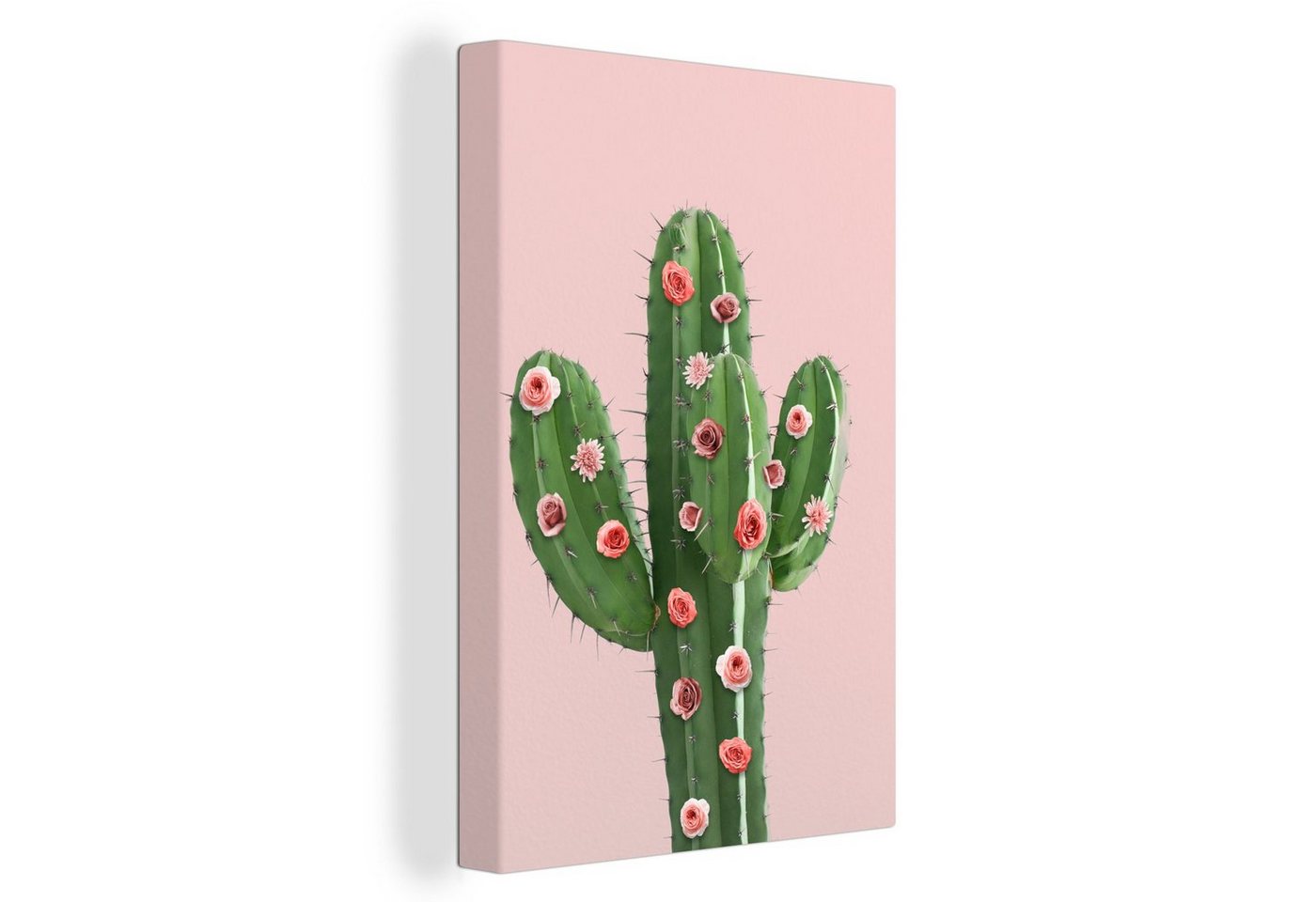 OneMillionCanvasses® Leinwandbild Kaktus - Stilleben - Blumen, (1 St), Leinwandbild fertig bespannt inkl. Zackenaufhänger, Gemälde, 20x30 cm von OneMillionCanvasses®
