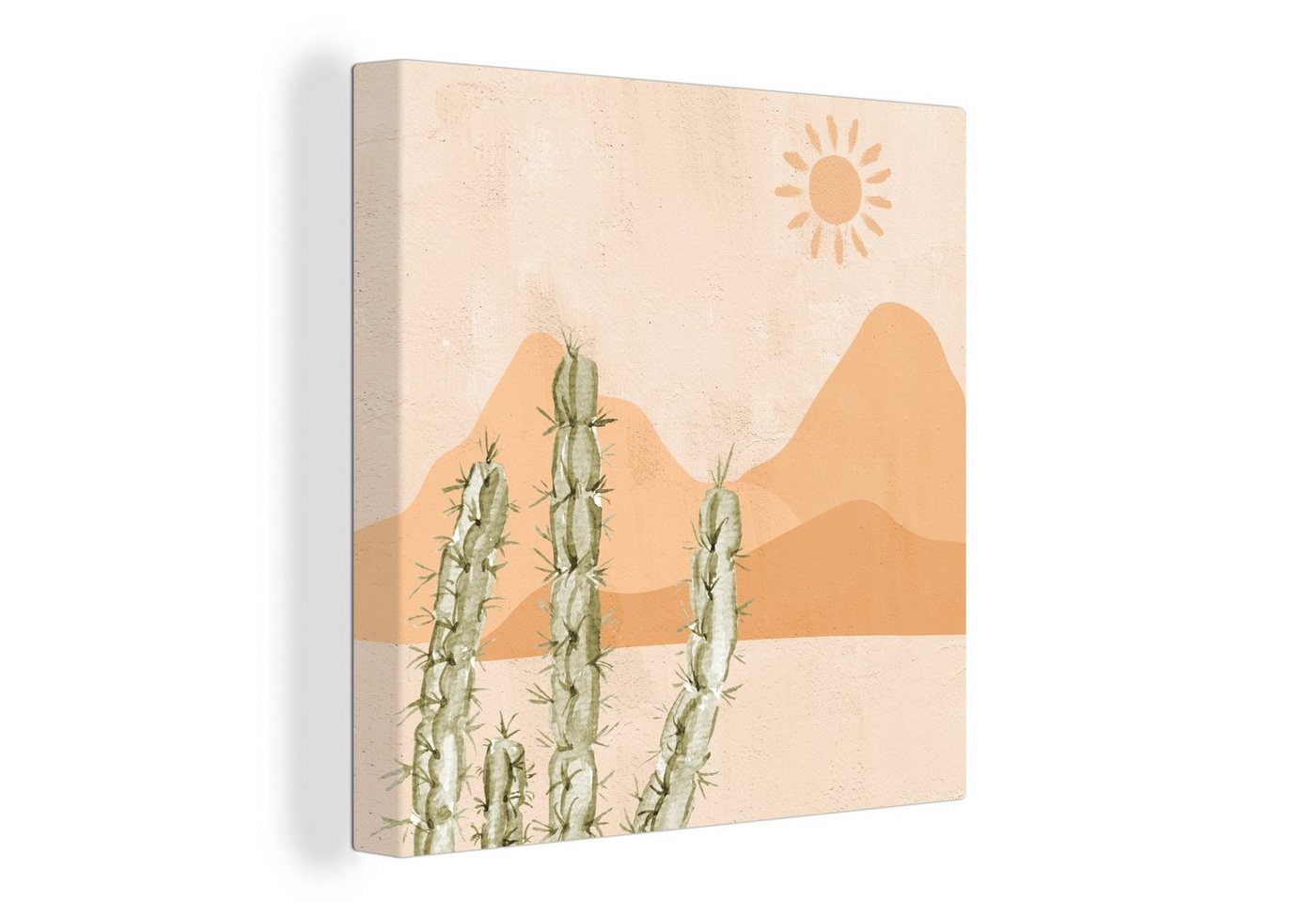 OneMillionCanvasses® Leinwandbild Kaktus - Wüste - Pastell - Boho - Aquarell, (1 St), Leinwand Bilder für Wohnzimmer Schlafzimmer von OneMillionCanvasses®