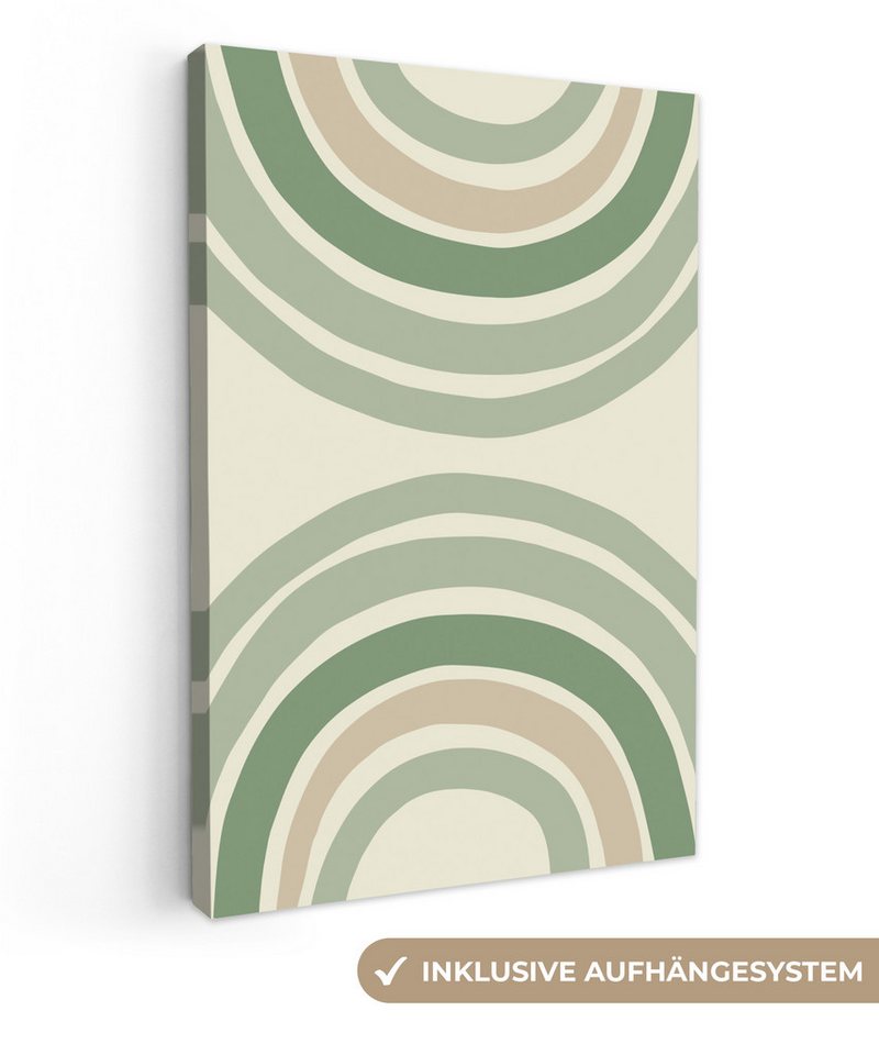 OneMillionCanvasses® Leinwandbild Kreise - Grün - Regenbogen - Formen, (1 St), Leinwand Canvas Wandbild, Wanddekoration 20x30 cm von OneMillionCanvasses®