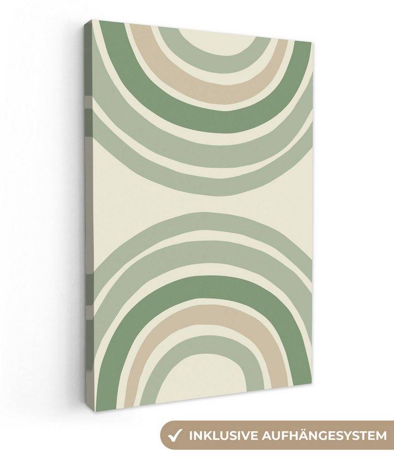 OneMillionCanvasses® Leinwandbild Kreise - Grün - Regenbogen - Formen, (1 St), Leinwand Canvas Wandbild, Wanddekoration 20x30 cm von OneMillionCanvasses®