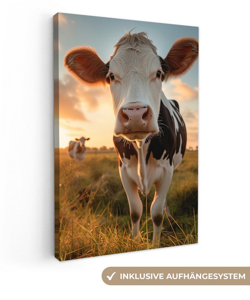 OneMillionCanvasses® Leinwandbild Kuh - Wiese - Tierportrait - Natur - Kühe, Wiese - Kuh (1 St), Leinwand Wandbild, Wanddekoration 20x30 cm von OneMillionCanvasses®