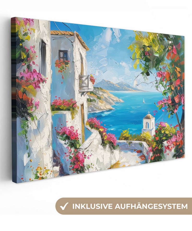 OneMillionCanvasses® Leinwandbild Landschaft - Blumen - Natur - Sommer, (1 St), Leinwand Bilder Klein, Wand Dekoration Aesthetic 30x20 cm von OneMillionCanvasses®