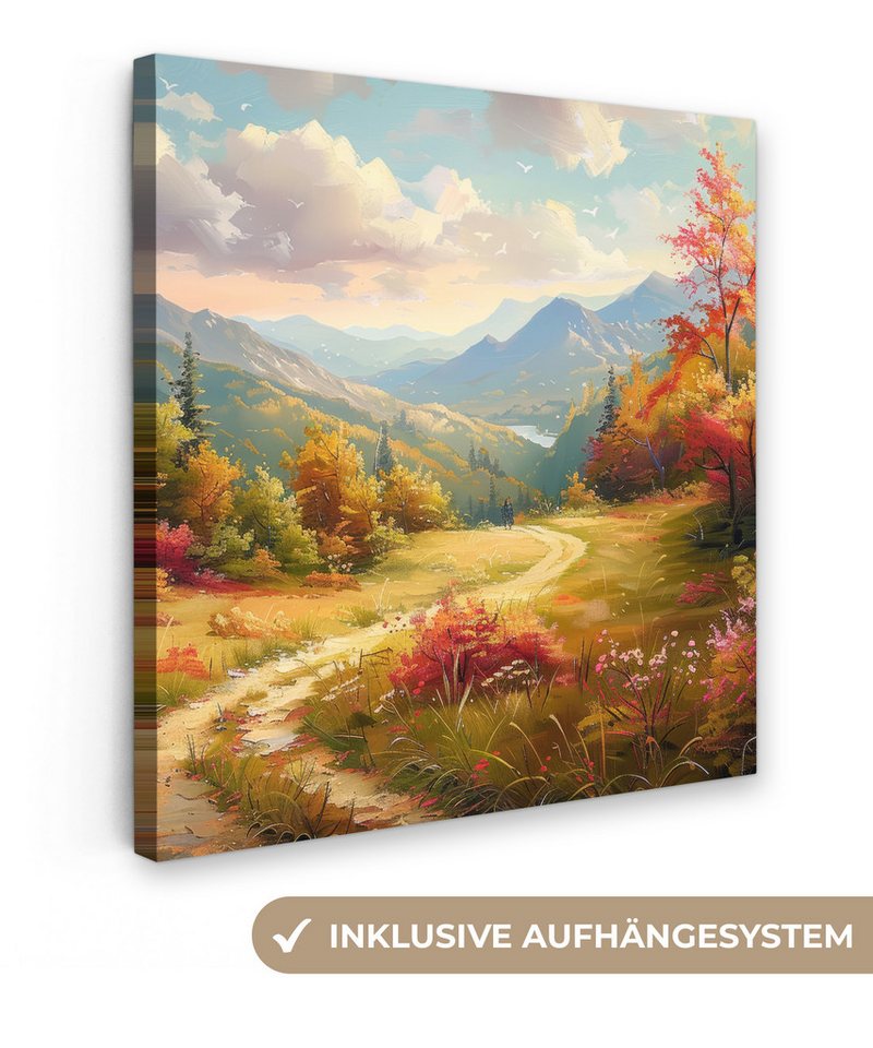 OneMillionCanvasses® Leinwandbild Landschaft - Illustration - Natur, (1 St), Wandbild, Deko Schlafzimmer Wohnzimmer Flur 20x20 cm von OneMillionCanvasses®