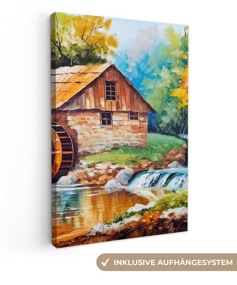 OneMillionCanvasses® Leinwandbild Landschaft - Malerei - Zuhause - Kunst - Herbst, (1 St), Leinwandbild fertig bespannt inkl. Zackenaufhänger, Gemälde, 20x30 cm von OneMillionCanvasses®