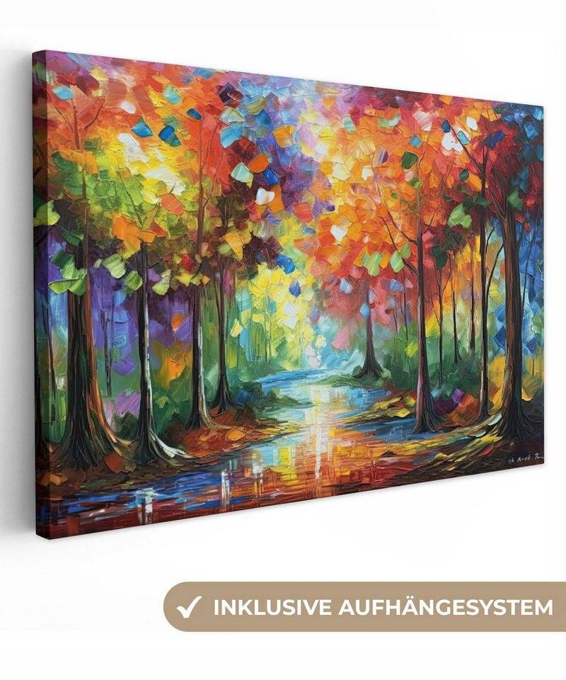 OneMillionCanvasses® Leinwandbild Landschaft - Wald - Farben - Natur, (1 St), Leinwand Bilder Klein, Wand Dekoration Aesthetic 30x20 cm von OneMillionCanvasses®