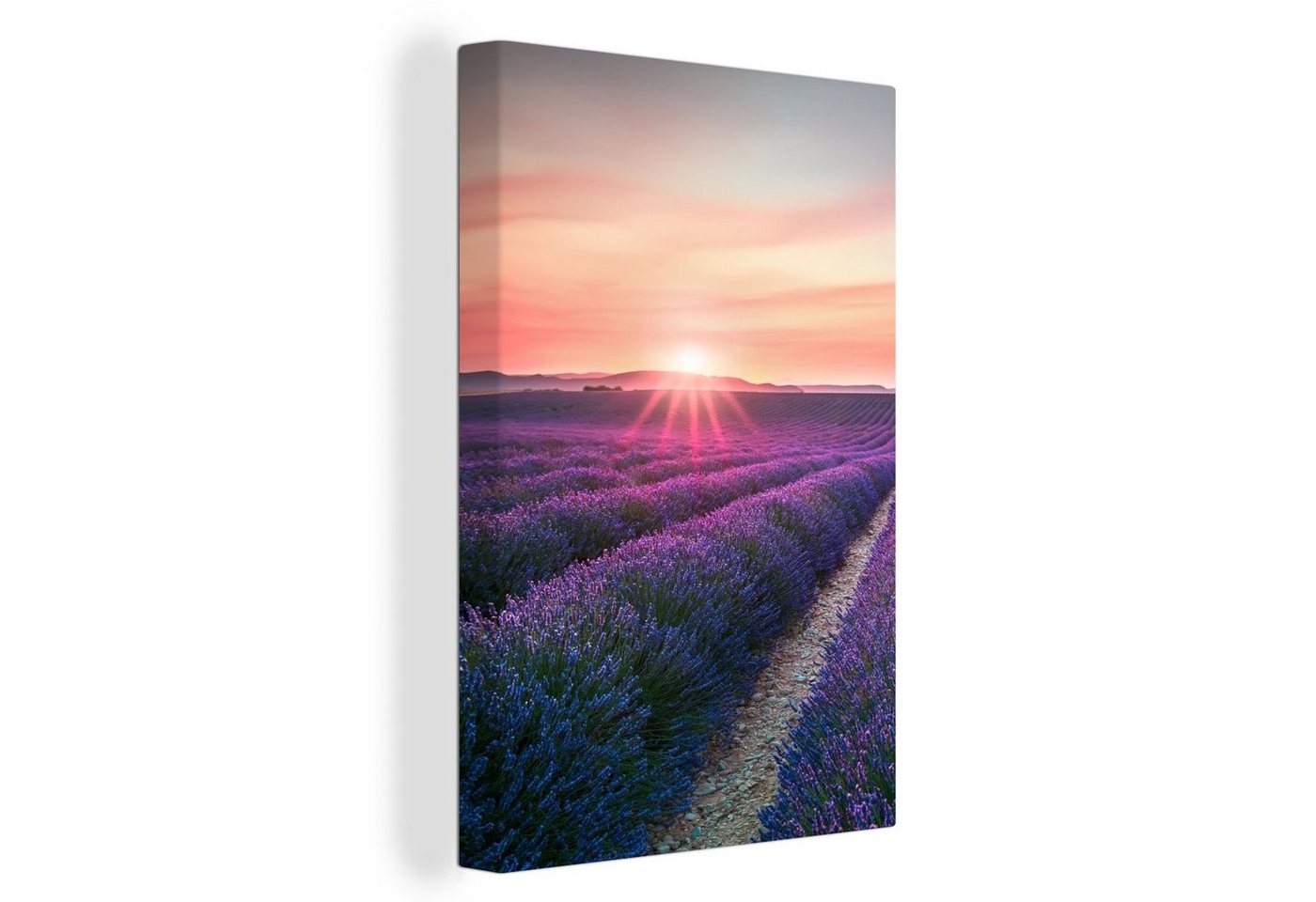 OneMillionCanvasses® Leinwandbild Lavendel - Lila - Blumen - Himmel, (1 St), Leinwandbild fertig bespannt inkl. Zackenaufhänger, Gemälde, 20x30 cm von OneMillionCanvasses®