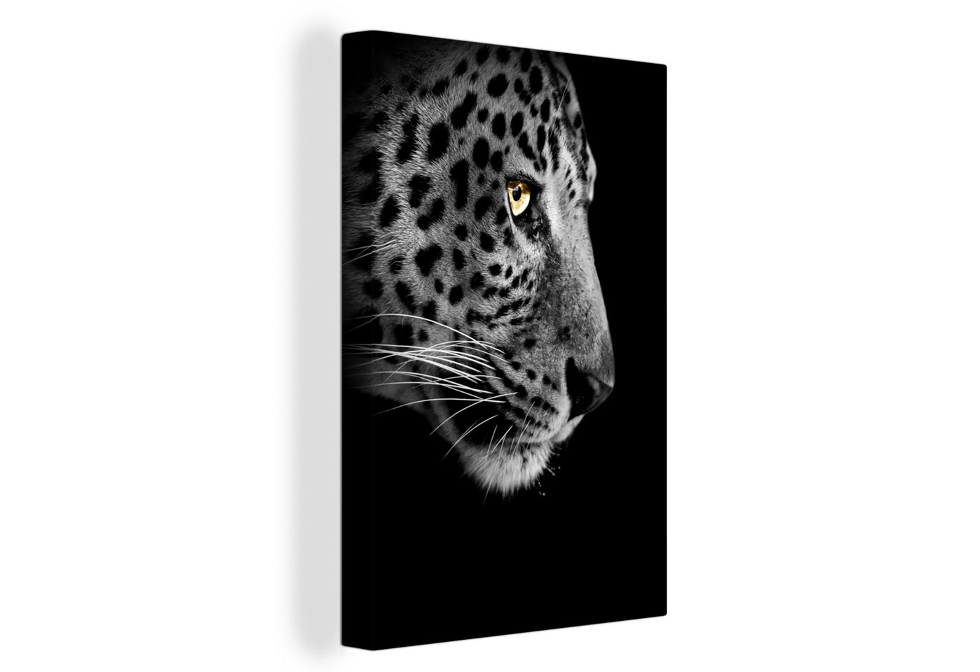 OneMillionCanvasses® Leinwandbild Leopard - Fell - Tier, (1 St), Leinwandbild fertig bespannt inkl. Zackenaufhänger, Gemälde, 20x30 cm von OneMillionCanvasses®