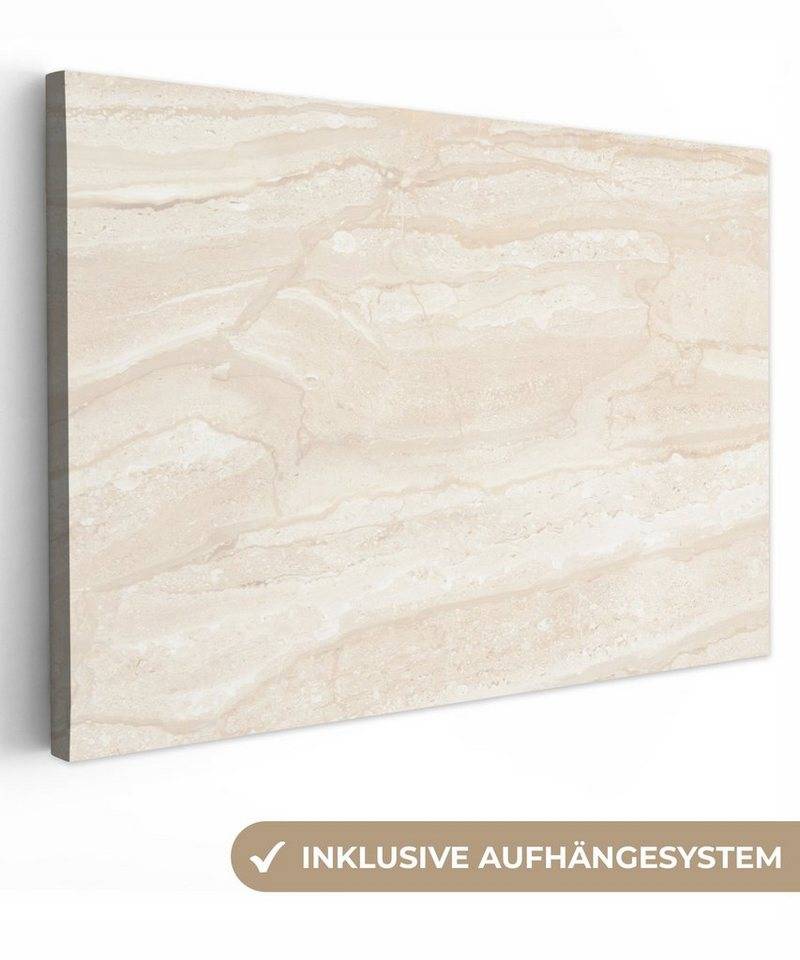 OneMillionCanvasses® Leinwandbild Marmor - Kalk - Sand - Textur, (1 St), Leinwände Wanddeko Wohnzimmer Schlafzimmer 60x40 cm von OneMillionCanvasses®