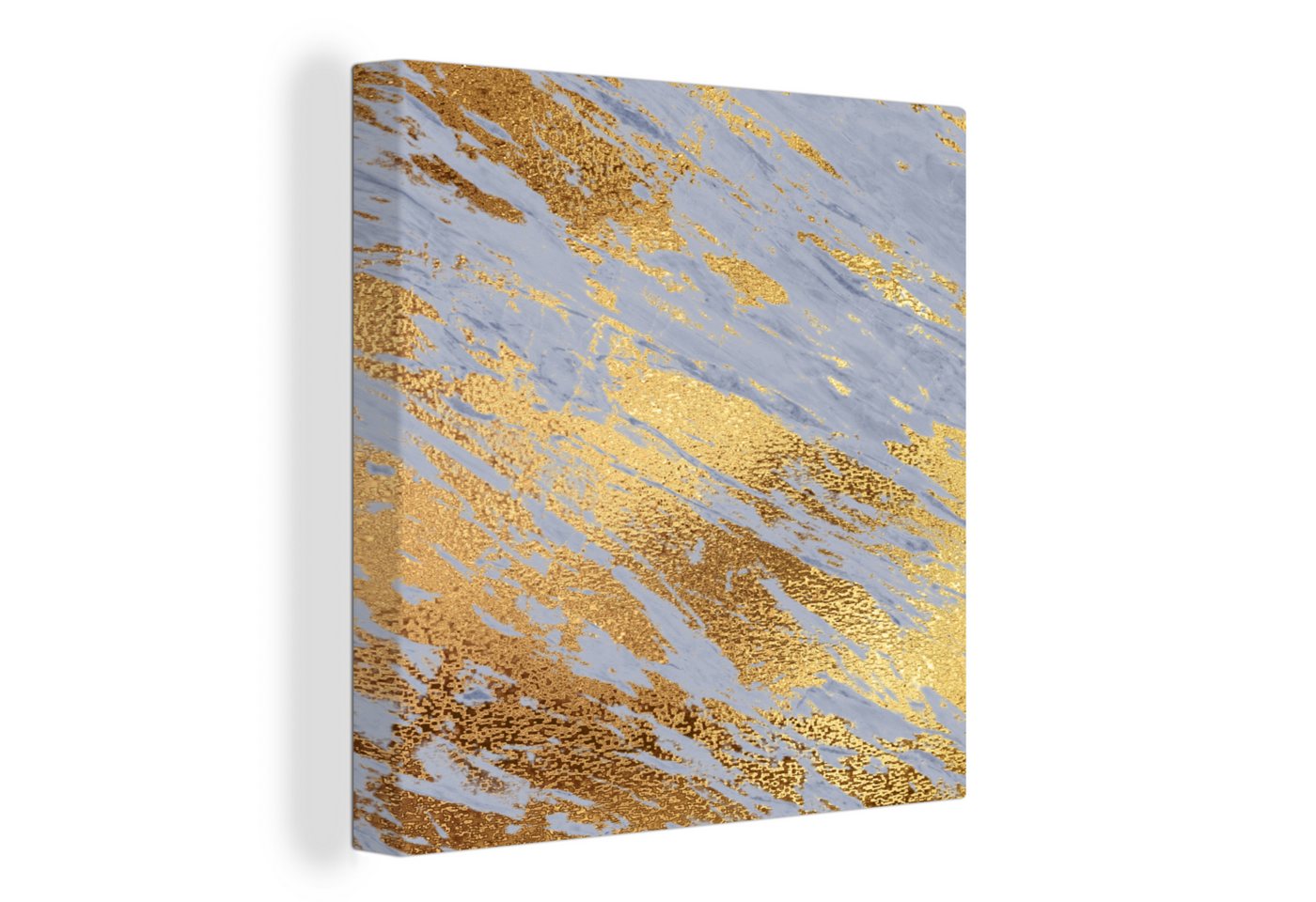 OneMillionCanvasses® Leinwandbild Marmor - Muster - Gold - Blau, (1 St), Leinwand Bilder für Wohnzimmer Schlafzimmer von OneMillionCanvasses®