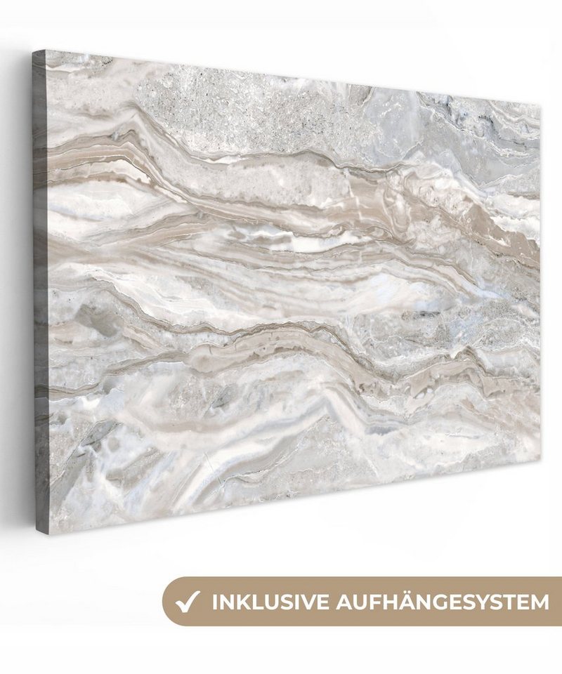 OneMillionCanvasses® Leinwandbild Marmor - Textur - Grau, (1 St), Wandbild Leinwandbilder, Aufhängefertig, Wanddeko, 60x40 cm von OneMillionCanvasses®