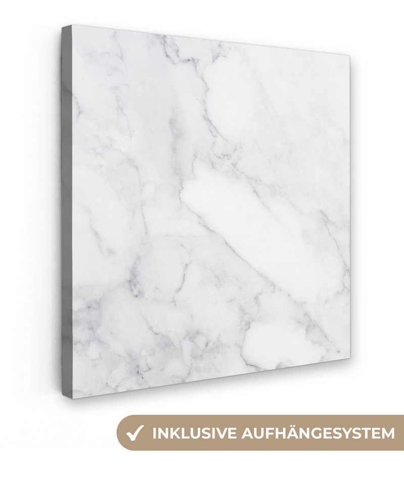 OneMillionCanvasses® Leinwandbild Marmor - Weiß - Grau - Luxus - Marmoroptik - Stein, Marmor - Grau (1 St), Wandbild, Deko Schlafzimmer Wohnzimmer Flur 20x20 cm von OneMillionCanvasses®