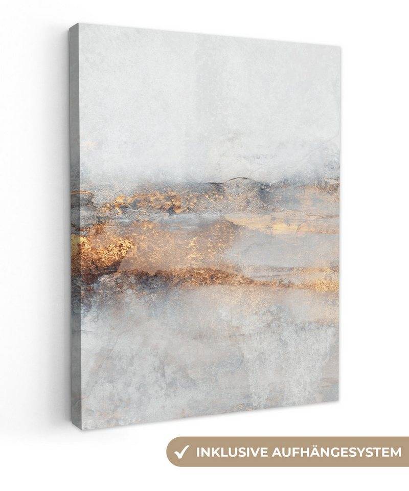 OneMillionCanvasses® Leinwandbild Nebel - Gold - Abstrakt, (1 St), Leinwand Bilder für Wohnzimmer Schlafzimmer 30x40 cm von OneMillionCanvasses®