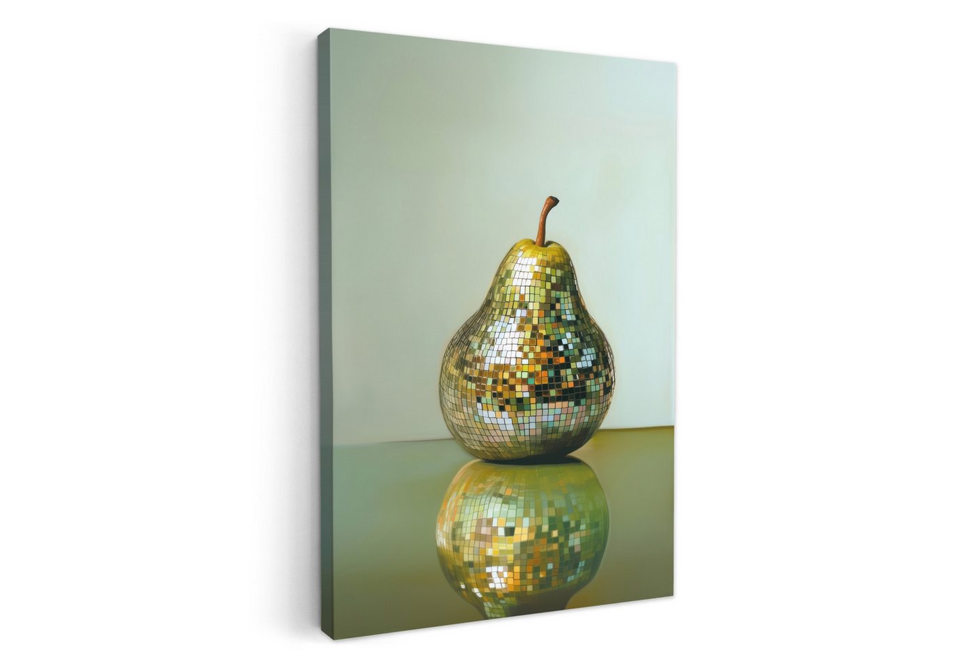 OneMillionCanvasses® Leinwandbild Obst - Disco - Kunst - Glitzer, Fotodruck (1 St), Wandbilder für Esszimmer, Wanddeko Bilder Küche 20x30 cm von OneMillionCanvasses®