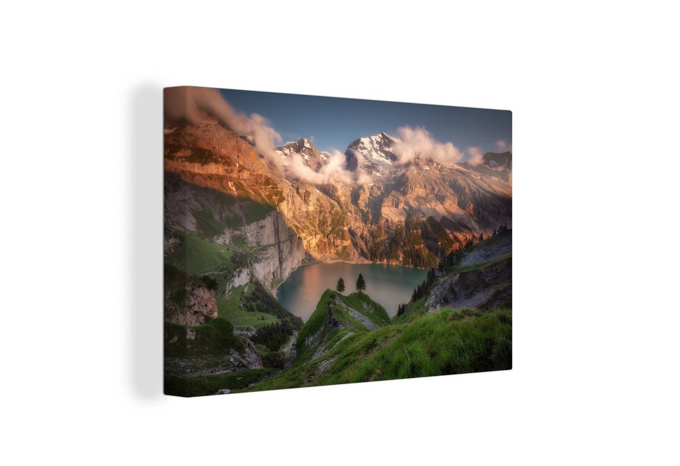 OneMillionCanvasses® Leinwandbild Oeschinensee in der Schweiz, (1 St), Wandbild Leinwandbilder, Aufhängefertig, Wanddeko, 30x20 cm von OneMillionCanvasses®