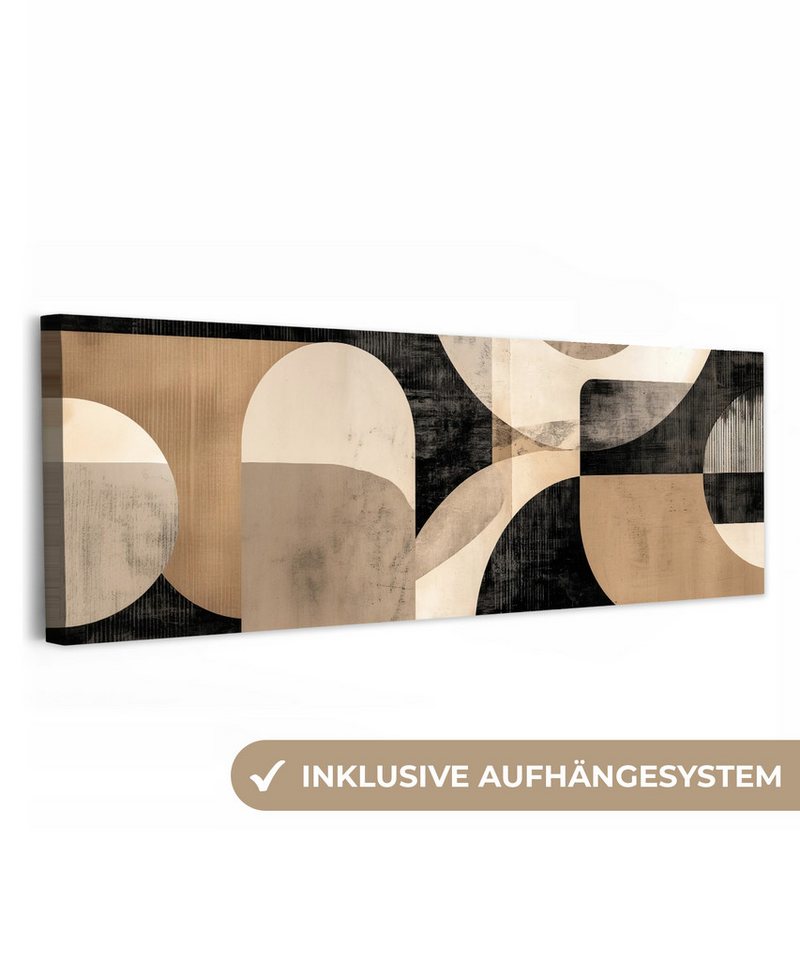 OneMillionCanvasses® Leinwandbild Panorama Abstrakt - Formen - Modern - Beige, Fotodruck (1 St), Wandbild, Deko Schlafzimmer Wohnzimmer Flur 60x20 cm von OneMillionCanvasses®