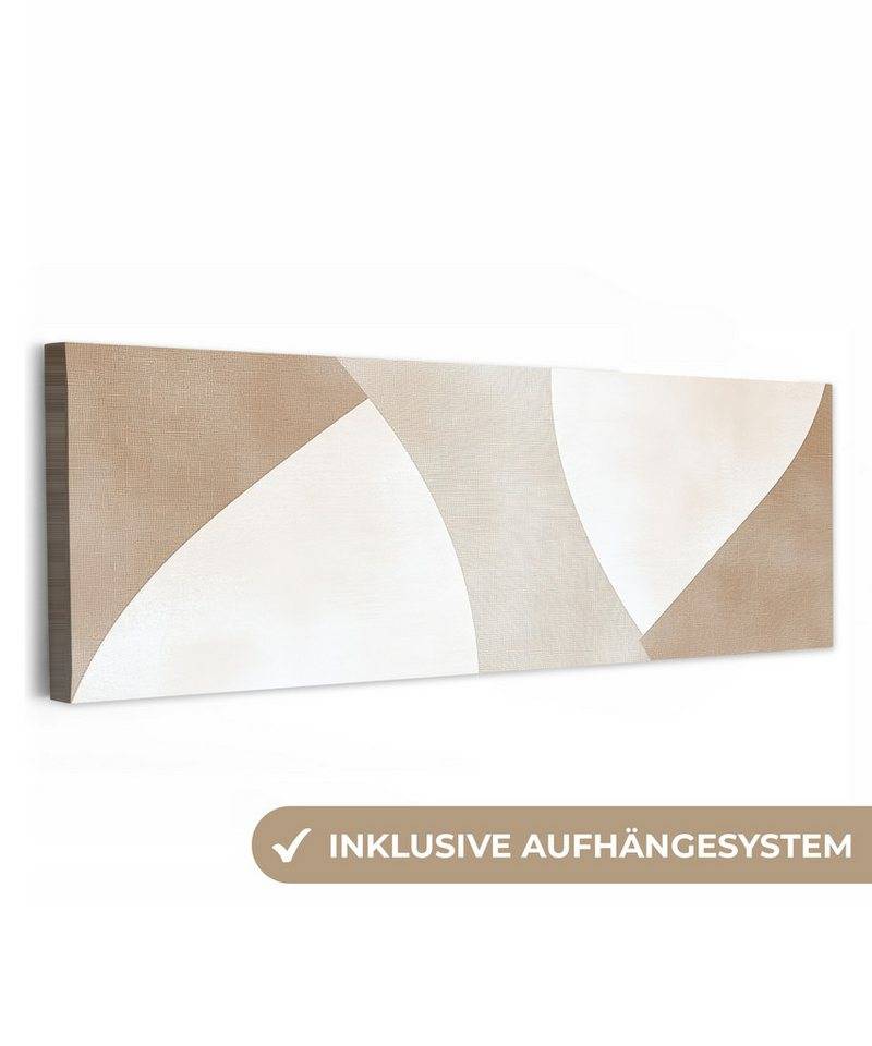 OneMillionCanvasses® Leinwandbild Panorama Braun - Japandi - Abstrakt, Fotodruck (1 St), Wandbild, Deko Schlafzimmer Wohnzimmer Flur 60x20 cm von OneMillionCanvasses®