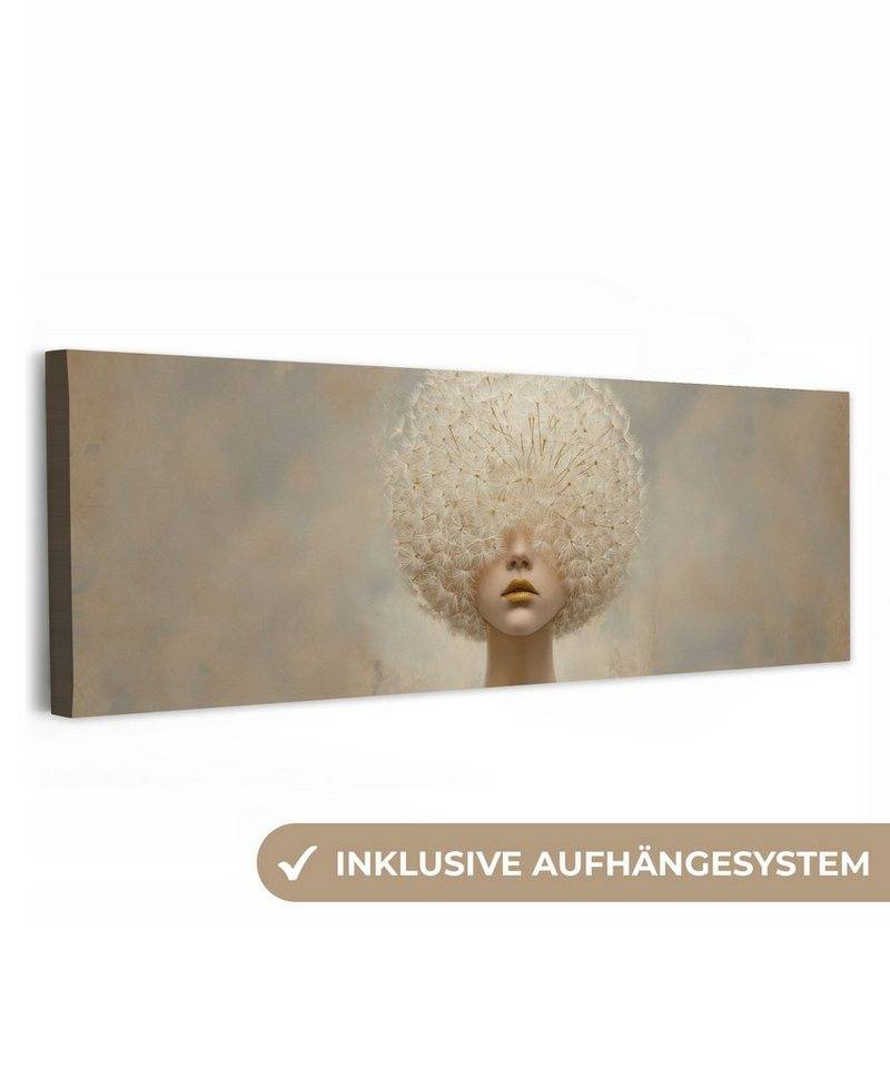 OneMillionCanvasses® Leinwandbild Panorama Dreamy - Beige - Löwenzahnsamen, Fotodruck (1 St), Wandbild, Deko Schlafzimmer Wohnzimmer Flur 60x20 cm von OneMillionCanvasses®