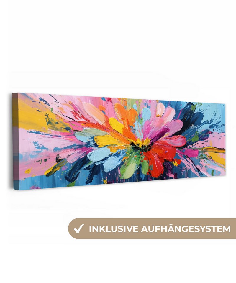OneMillionCanvasses® Leinwandbild Panorama Farbenrausch - Ausdrucksstarke Stimmung - Blume, Fotodruck (1 St), Wandbild, Deko Schlafzimmer Wohnzimmer Flur 60x20 cm von OneMillionCanvasses®