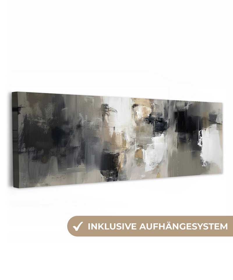 OneMillionCanvasses® Leinwandbild Panorama Farbpalette - Pinselstriche - Beige - Neblig, Fotodruck (1 St), Wandbild, Deko Schlafzimmer Wohnzimmer Flur 60x20 cm von OneMillionCanvasses®