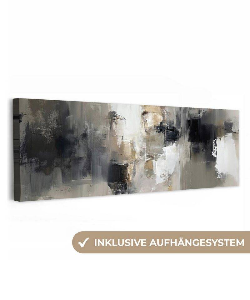 OneMillionCanvasses® Leinwandbild Panorama Farbpalette - Pinselstriche - Beige - Neblig, Fotodruck (1 St), Wandbild, Deko Schlafzimmer Wohnzimmer Flur 60x20 cm von OneMillionCanvasses®