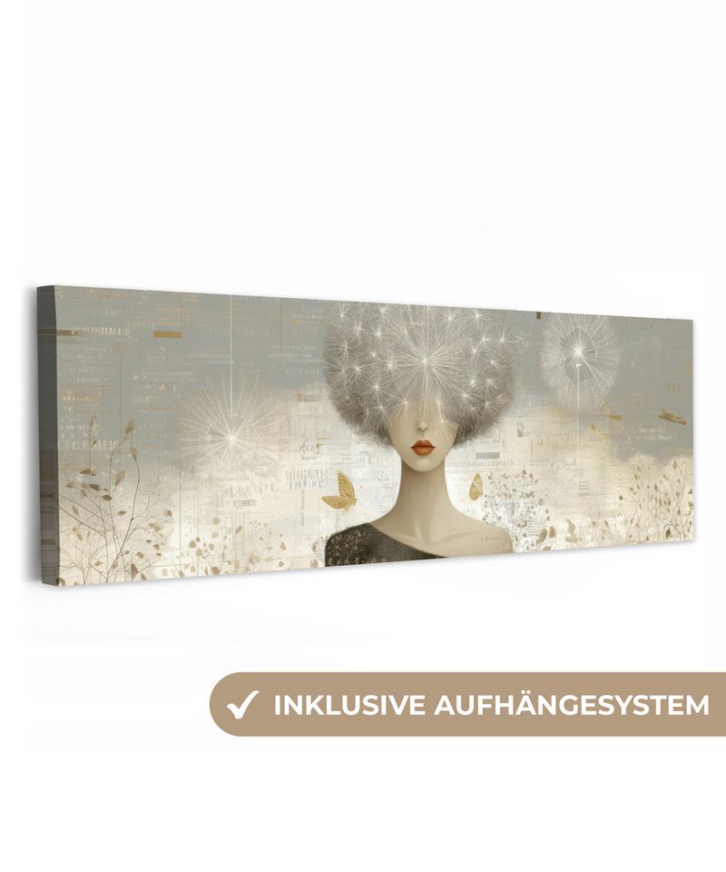 OneMillionCanvasses® Leinwandbild Panorama Fluff - Frau - Beige, Fotodruck (1 St), Wandbild, Deko Schlafzimmer Wohnzimmer Flur 60x20 cm von OneMillionCanvasses®