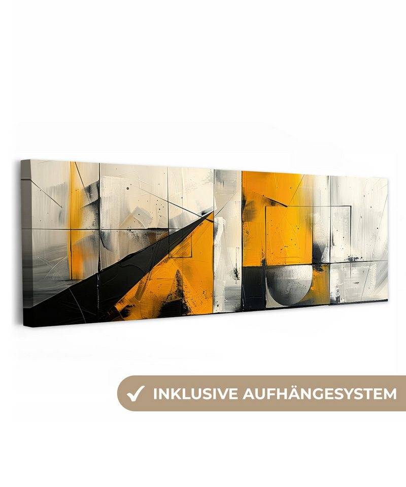 OneMillionCanvasses® Leinwandbild Panorama Gelb - Abstrakt - Modern - Formen, Fotodruck (1 St), Wandbild, Deko Schlafzimmer Wohnzimmer Flur 60x20 cm von OneMillionCanvasses®