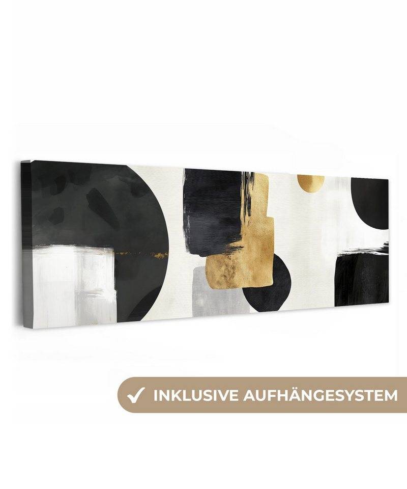 OneMillionCanvasses® Leinwandbild Panorama Gold - Rechtecke - Kreise - Abstrakt, Fotodruck (1 St), Wandbild, Deko Schlafzimmer Wohnzimmer Flur 60x20 cm von OneMillionCanvasses®