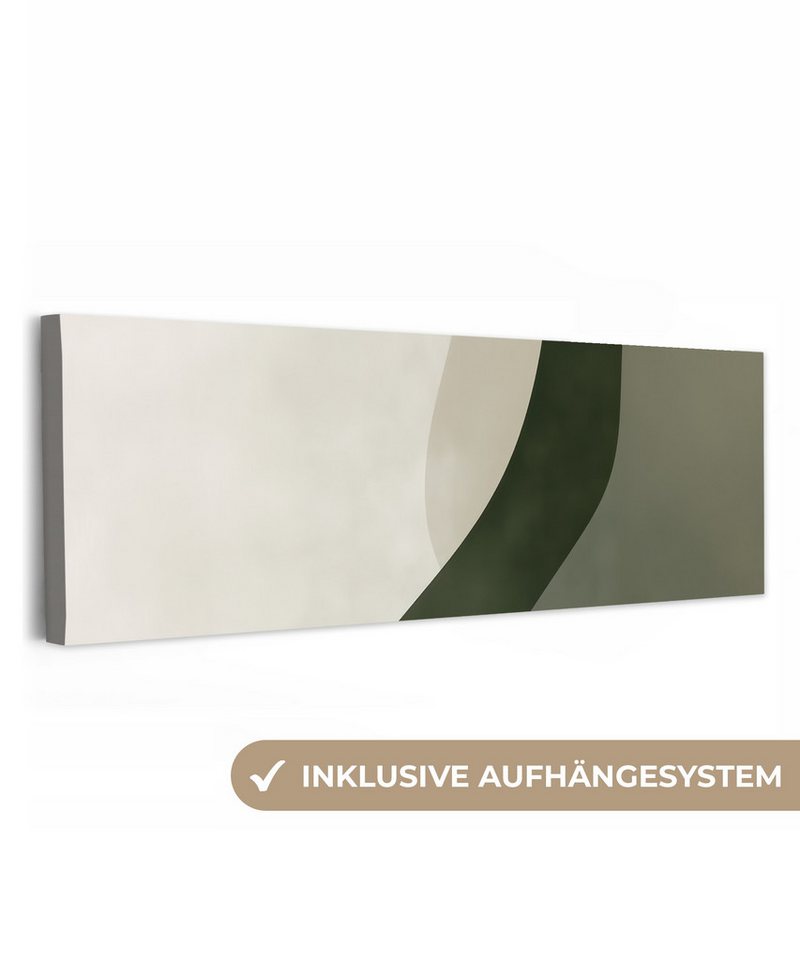 OneMillionCanvasses® Leinwandbild Panorama Japandi - Grün - Abstrakt - Modern, Fotodruck (1 St), Wandbild, Deko Schlafzimmer Wohnzimmer Flur 60x20 cm von OneMillionCanvasses®
