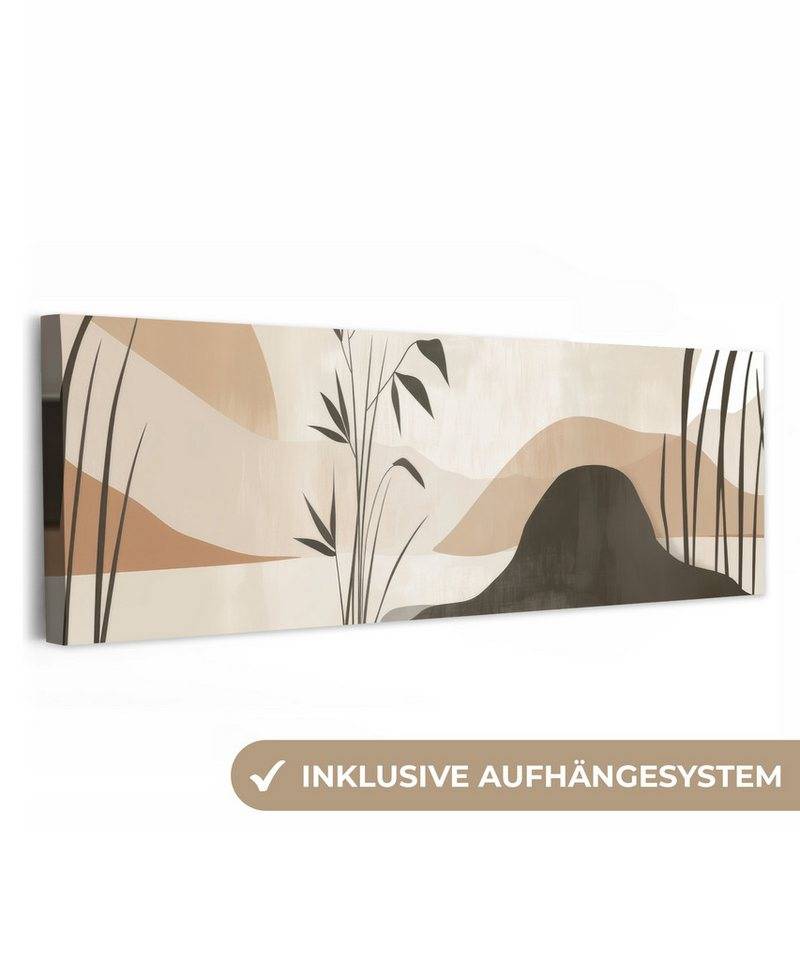 OneMillionCanvasses® Leinwandbild Panorama Japandi - Landschaft - Beige, Fotodruck (1 St), Wandbild, Deko Schlafzimmer Wohnzimmer Flur 60x20 cm von OneMillionCanvasses®